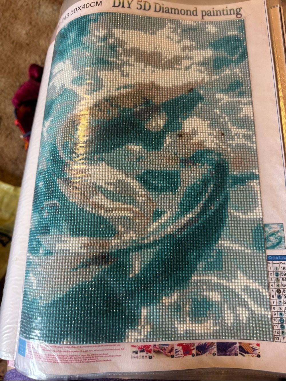 DIY 5D Diamond Painting Koi Fish Wall Art - Teal & White